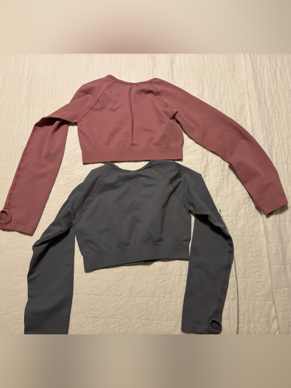 Cropped Long Sleeve Sweatshirt Duo - Dusty Rose & Slate Gray